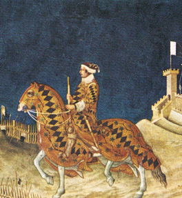 Simone Martini: particolare di "Guidoriccio da Fogliano" (1328), affresco, Palazzo Pubblico, Siena