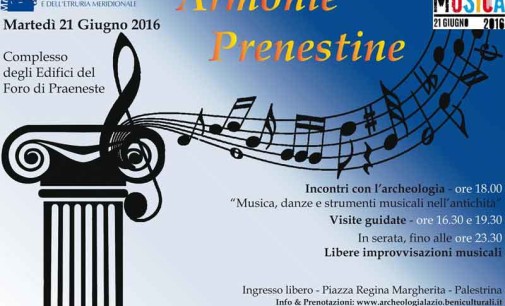 Festa della Musica a Palestrina – “Armonie Prenestine”. Martedì 21 giugno