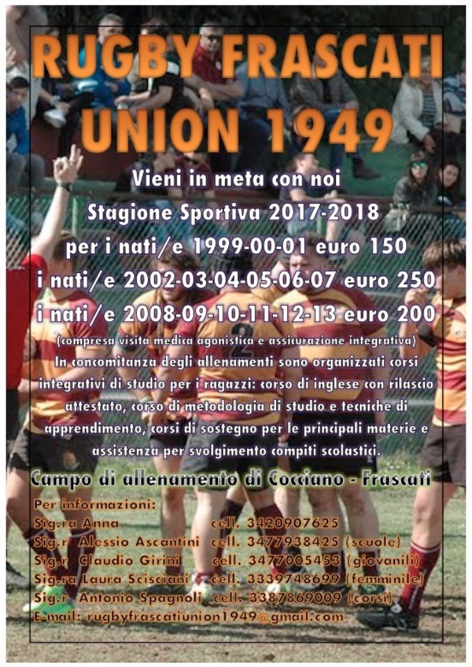 Rugby Frascati Union 1949, cresce il settore minirugby e spunta l’idea dei corsi di lingue