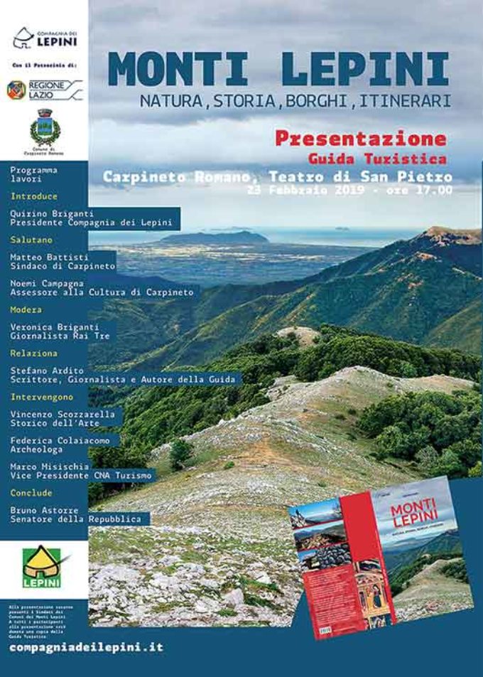 Guida turistica dei Monti Lepini, domani la presentazione a Carpineto Romano