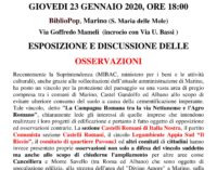 Presentazione- dibattito sulle OSSERVAZIONI al vincolo del MIBAC  su Marino Castel Gandolfo ed Albano