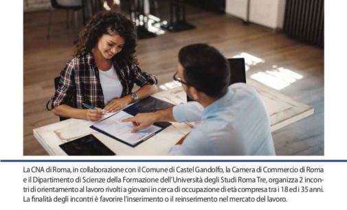 Castel Gandolfo – Orientamento al lavoro:  due incontri  dedicati ai giovani