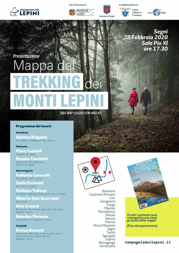 Domani a Segni la presentazione della Mappa del Trekking dei Monti Lepini