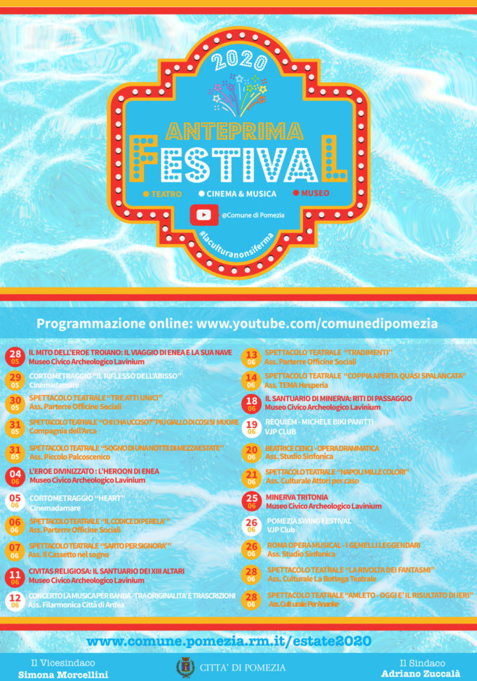 Anteprima Festival 2020, l’Estate di Pomezia parte sul web