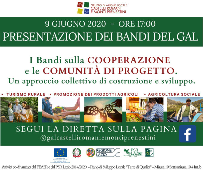 Martedì 9 giugno web live conference del Gal Castelli Romani e Monti Prenestini