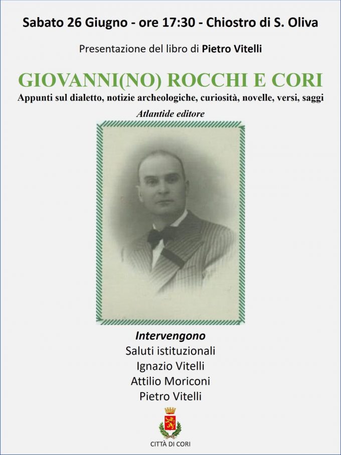 GIOVANNI(NO) ROCCHI E CORI, sabato Pietro Vitelli presenta il suo nuovo libro