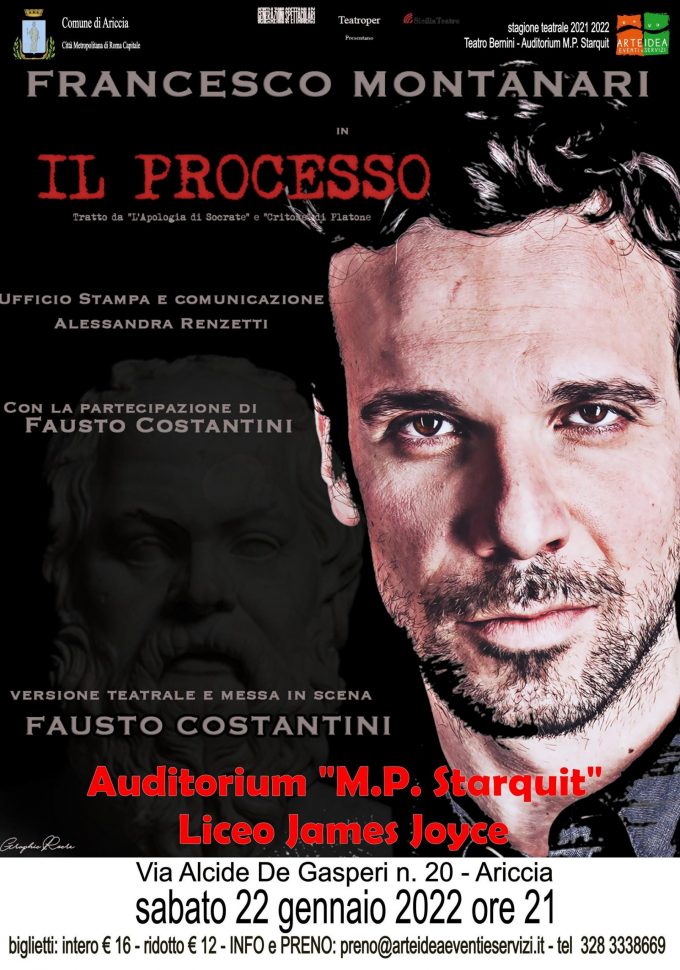 POSTICIPATO A SABATO 19 FEBBRAIO – All’Auditorium del Joyce Francesco Montanari ne “Il processo”