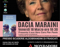 A Frascati il 18 marzo Dacia Maraini presenta “Caro Pier Paolo”