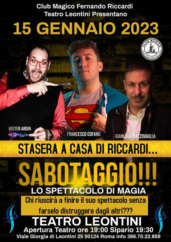 Al Teatro Leontini di Roma va in scena la grande magia targata Club Magico Fernando Riccardi.