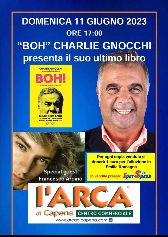 L’11 giugno a Roma Charlie Gnocchi presenta il libro “BOH!” con spettacolo interattivo e ‘benefico’