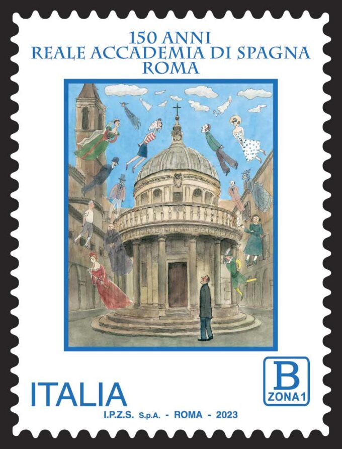 Emissione francobollo Reale Accademia di Spagna a Roma