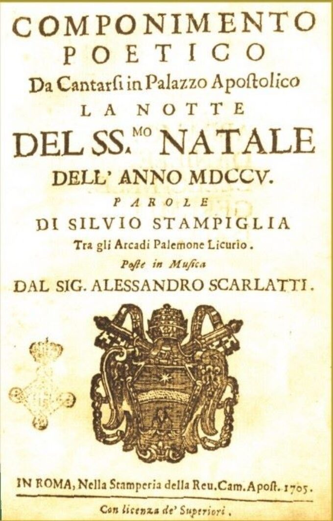Alla Biblioteca Nazionale il volume “Cantata per la notte del SS Natale” composta da A. Scarlatti