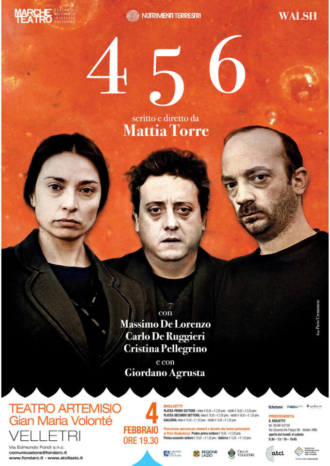Velletri,  al Teatro Artemisio-Volontè “4 5 6” di Mattia Torre