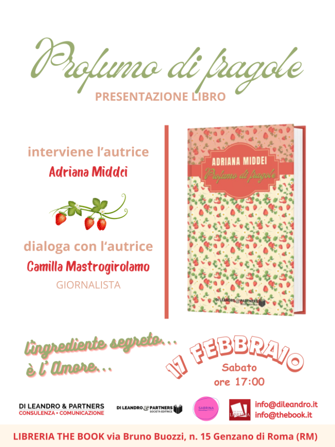 Il 17/2 in libreria a Genzano: “Profumo di Fragole” di Adriana Middei