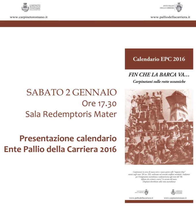 Carpineto Romano – Presentazione del Calendario dell’Ente Pallio della Carriera 2016