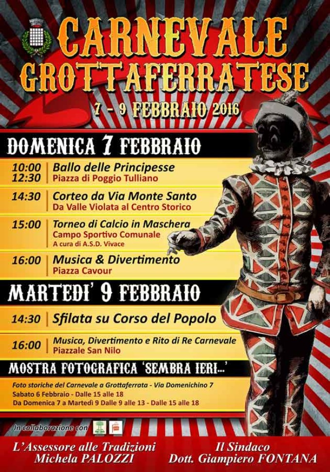 Il Carnevale a Grottaferrata si festeggia il 7 e il 9 febbraio