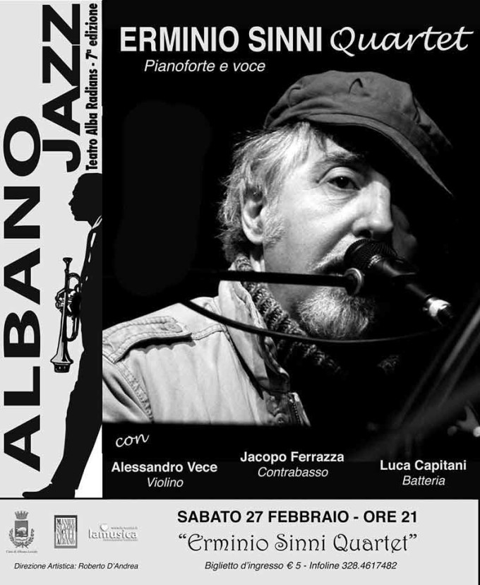 “Albano Jazz”: al Teatro Alba Radians arriva l’ “Erminio Sinni Quartet”