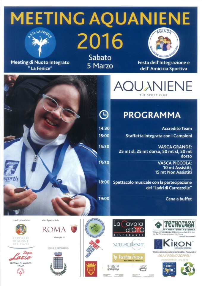 Meeting Aquaniene 2016  La Festa dell’Integrazione e dell’Amicizia Sportiva