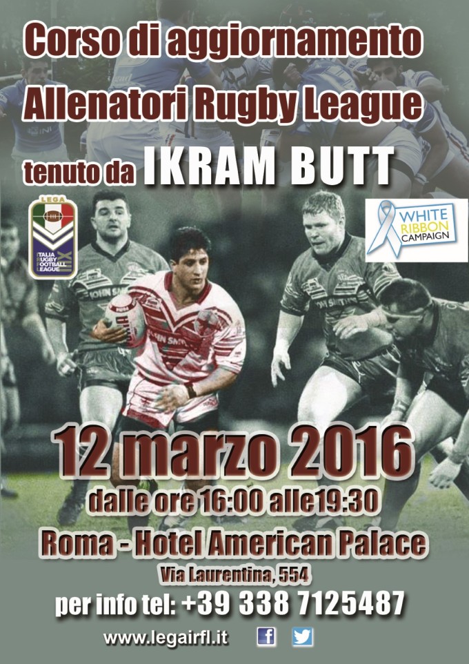 Lega Irfl (rugby XIII), sabato a Roma gli allenatori a lezione dal grande atleta Ikram Butt