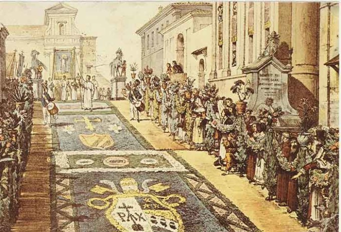 L’Infiorata di Genzano a Palazzo Braschi in un’opera di Jean-Baptiste Thomas