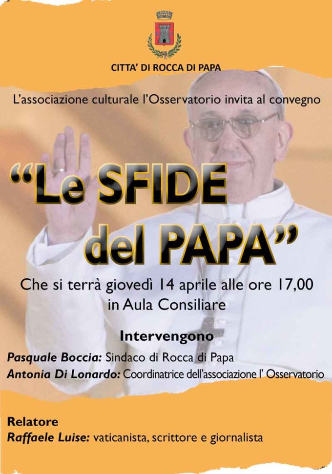 “Le sfide di Papa Francesco” in un convegno a Rocca di Papa
