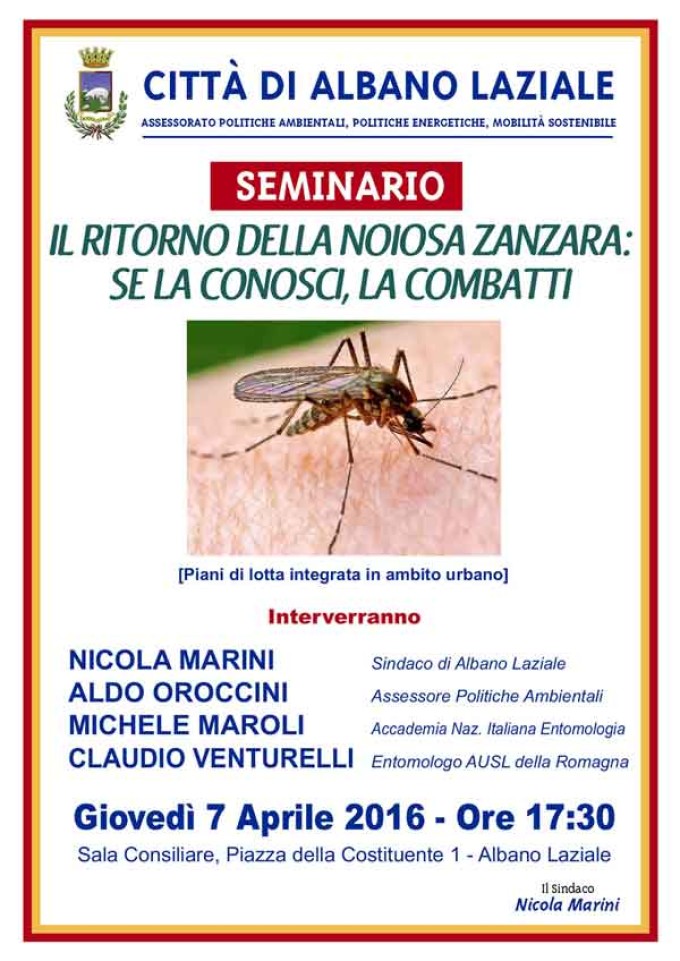 Albano, a Palazzo Savelli un seminario sulla lotta alla zanzara