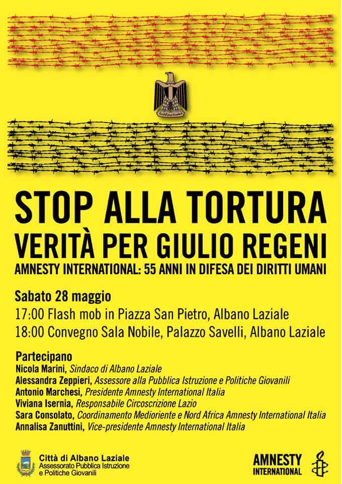Amnesty International ad Albano per la verità sul caso Giulio Regeni