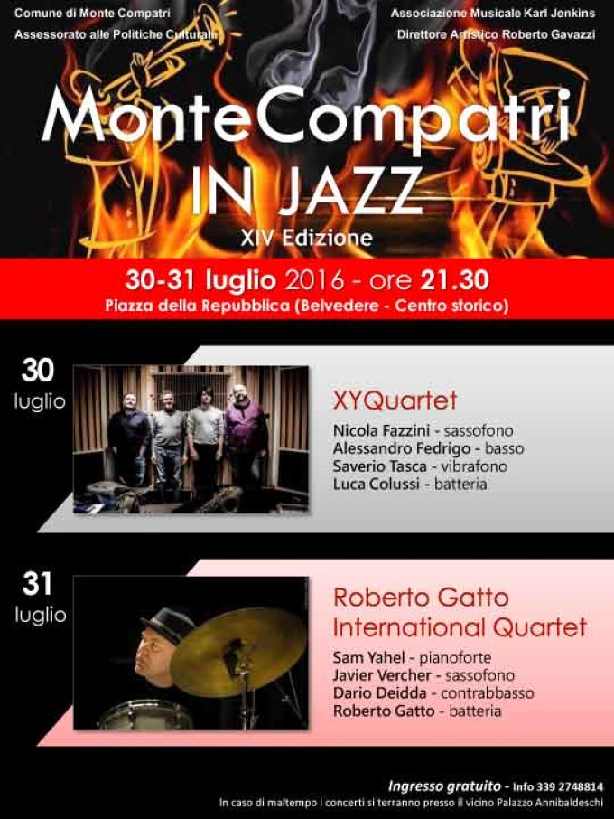 “Montecompatri In Jazz” 30 e 31 luglio 2016 ore 21,30