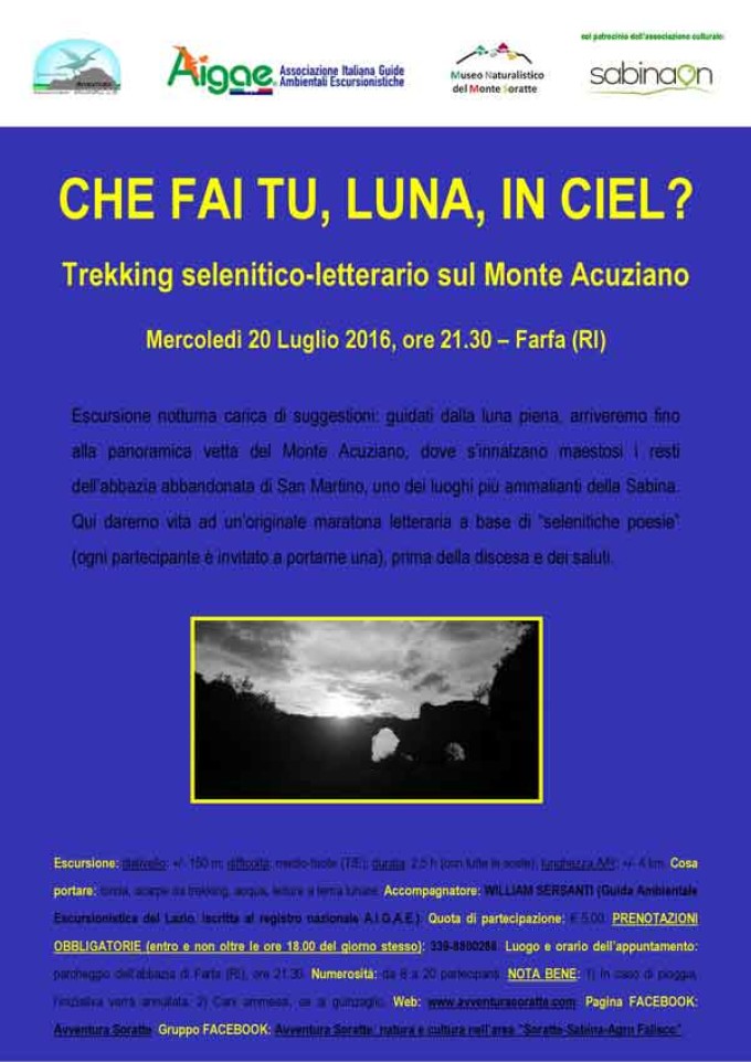 Che fai tu, luna, in ciel?  Trekking selenitico-letterario sul Monte Acuziano