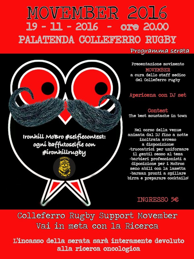 Ldm Colleferro Rugby 1965, sabato tutti al Natali per la raccolta fondi “Movember”