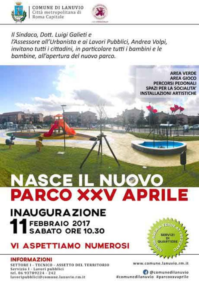 Lanuvio,  Inaugurazione Nuovo Parco XXV Aprile