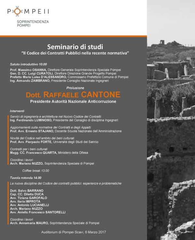 Pompei – Seminario di Studi “Il Codice dei Contratti Pubblici nella recente normativa”