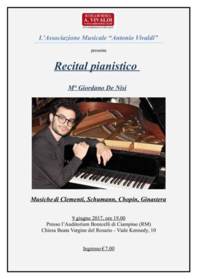 Il pianista Giordano De Nisi a Ciampino
