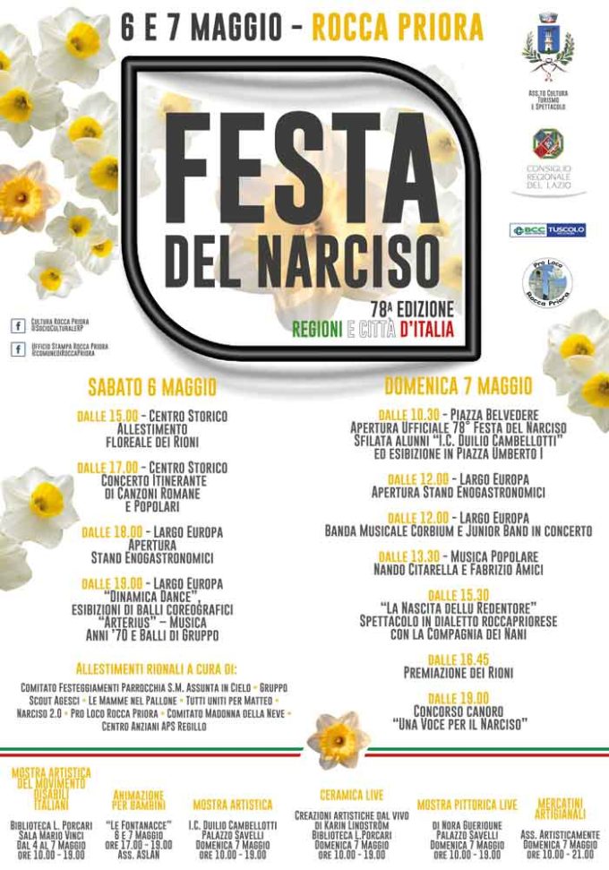 Rocca Priora – Domenica 7 Maggio  al via la 78ª “Festa del Narciso”