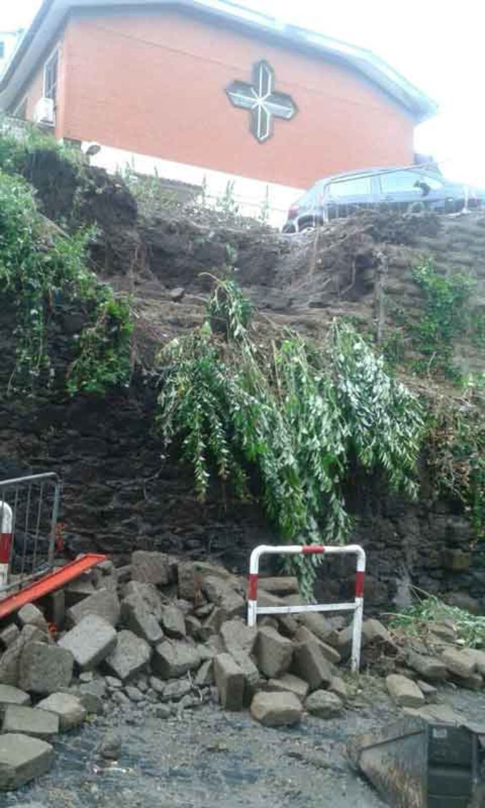 Monte Compatri – Crolla la parte superiore del muro di Via Campogillaro