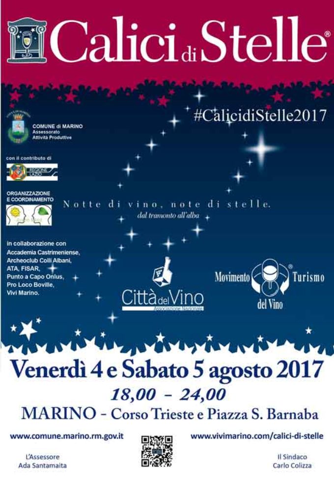 Calici di stelle 2017 – 14.000,00 euro dalla Regione Lazio al Comune di Marino