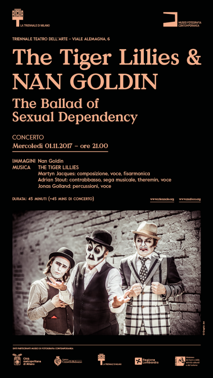 The Tiger Lillies in concerto Nuova voce a The Ballad of Sexual Dependency di Nan Goldin Mercoledì 1 novembre, ore 21.00 – Triennale Teatro dell’Arte di Milano