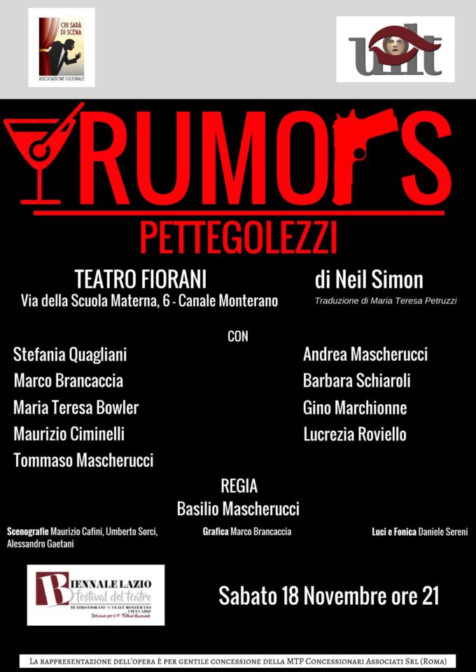 Canale Monterano – “Chi sarà di scena” la Commedia Rumors di Neil Simon.