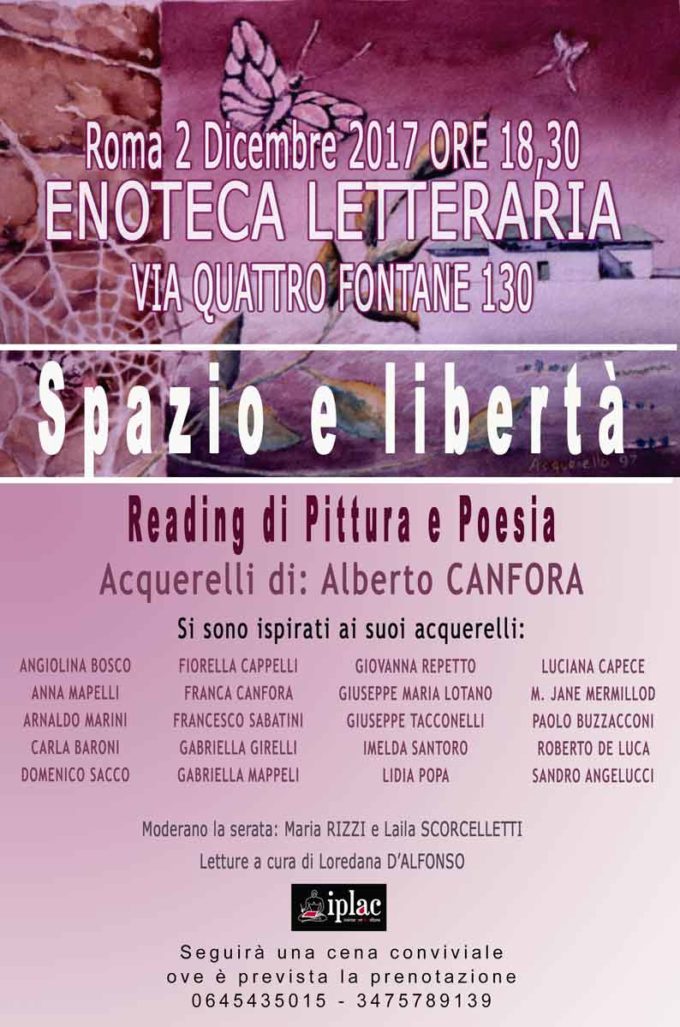 Reading Pittura e poesia “Spazio e Libertà” del Maestro Alberto Canfora