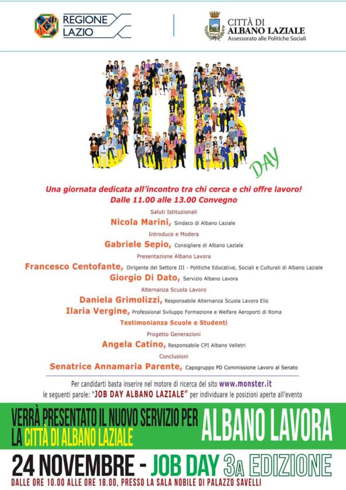 Albano Laziale, il 24 novembre a Palazzo Savelli torna il Job Day