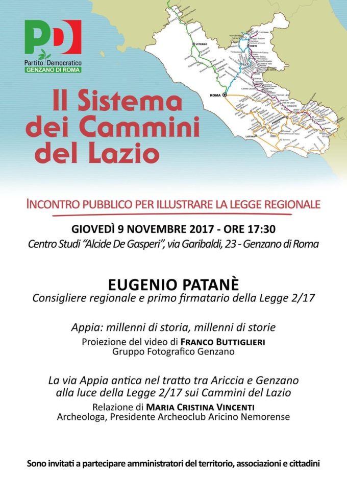 A Genzano: “Il Sistema dei Cammini del Lazio”