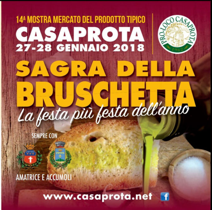 Casaprota (RI) celebra il suo prelibato olio con la Sagra della bruschetta – 27/28 gen