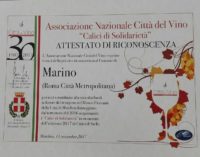 Attestato di riconoscenza al comune di Marino per “calici di solidarieta’ 2017”