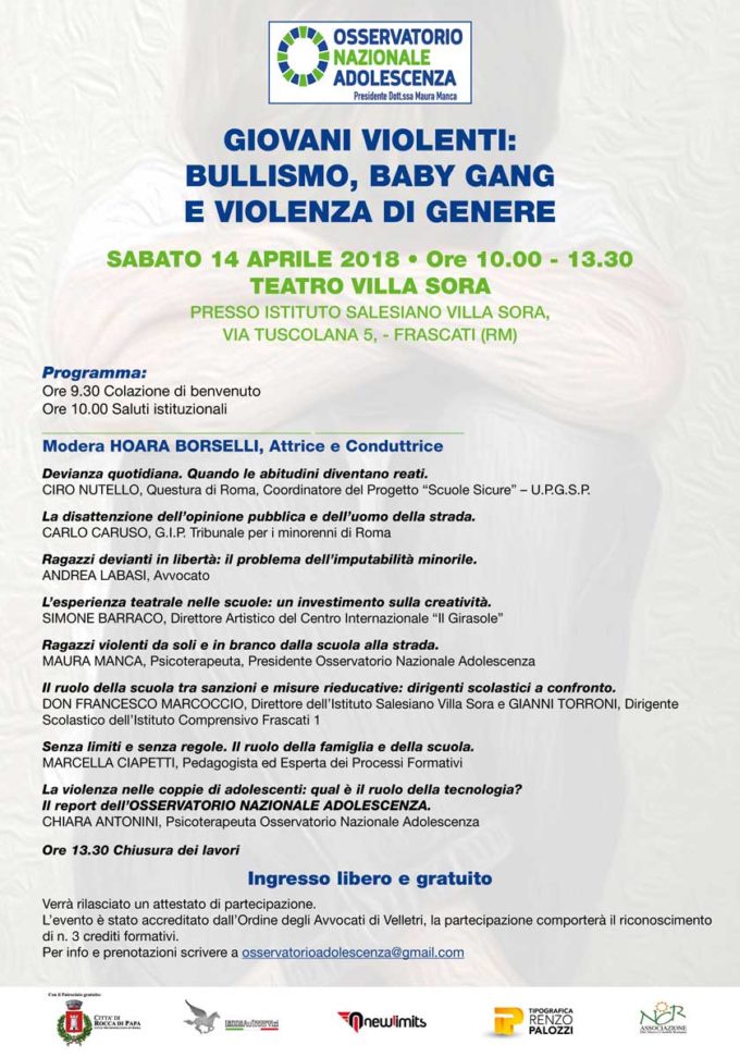 Giovani Violenti – Convegno 14 aprile 2018 – Teatro Villa Sora (Frascati)