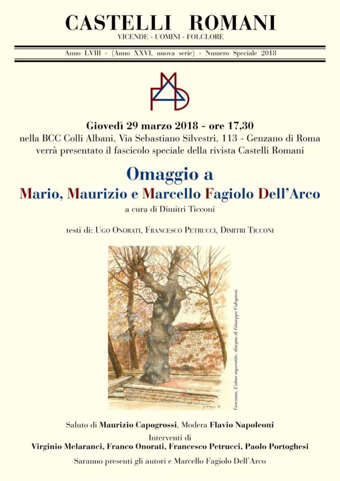 Ariccia – Omaggio a Mario, Marcello e Maurizio Fagiolo dell’Arco