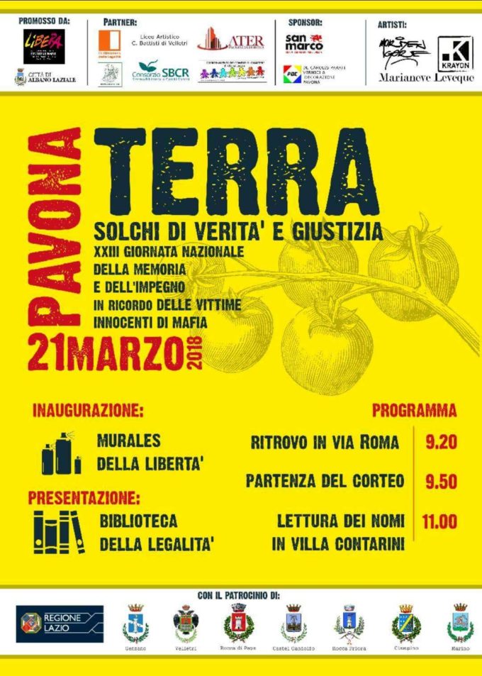 Street Art e legalità in provincia di Roma  21 marzo 2018 – Pavona