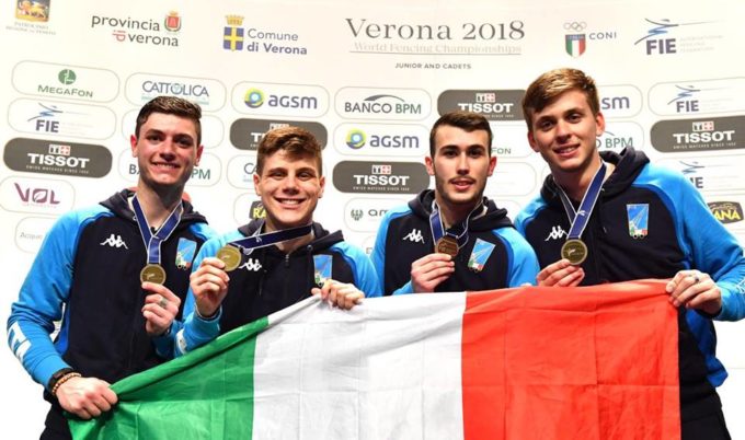 Il carabiniere Giacomo Mignuzzi (Lazio Scherma) Campione del Mondo di sciabola a squadre Under 20