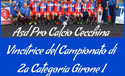 Albano Laziale: Pro Calcio Cecchina promosso in 1^ Categoria, le congratulazioni di Marini e Santoro