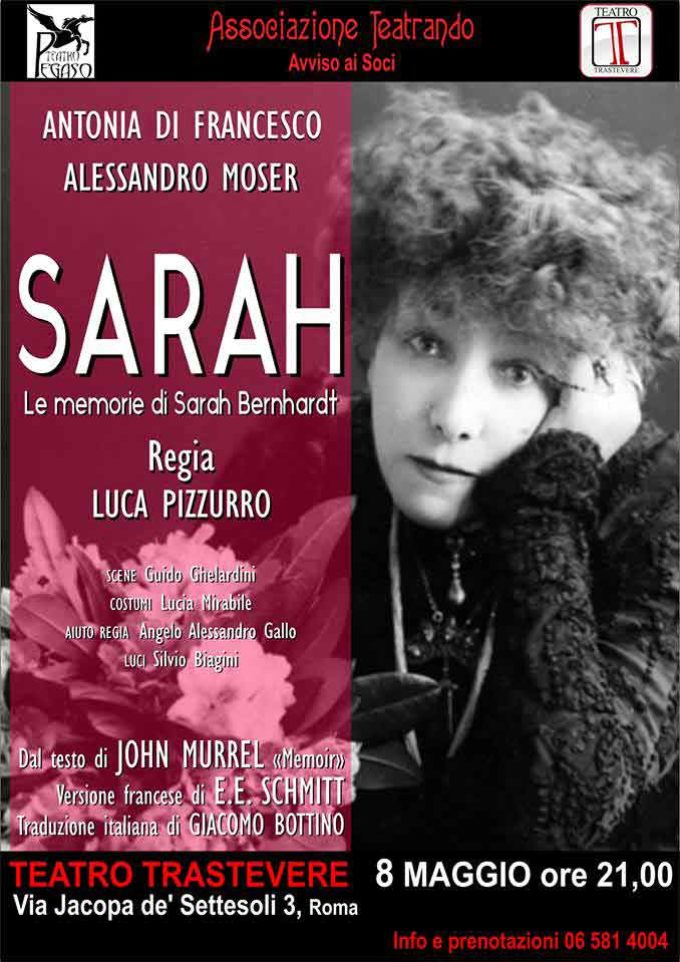“Le memorie di Sarah Bernhardt” al teatro Trastevere di Roma