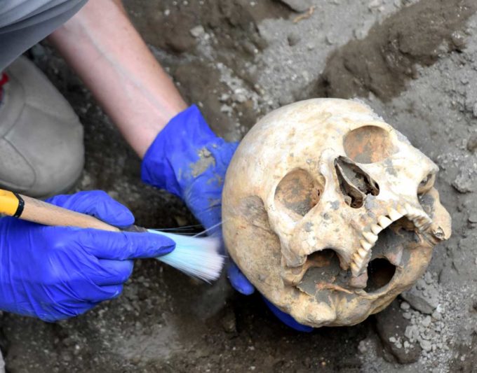 Pompei – Rinvenuta la testa del fuggiasco nel cantiere dei nuovi scavi